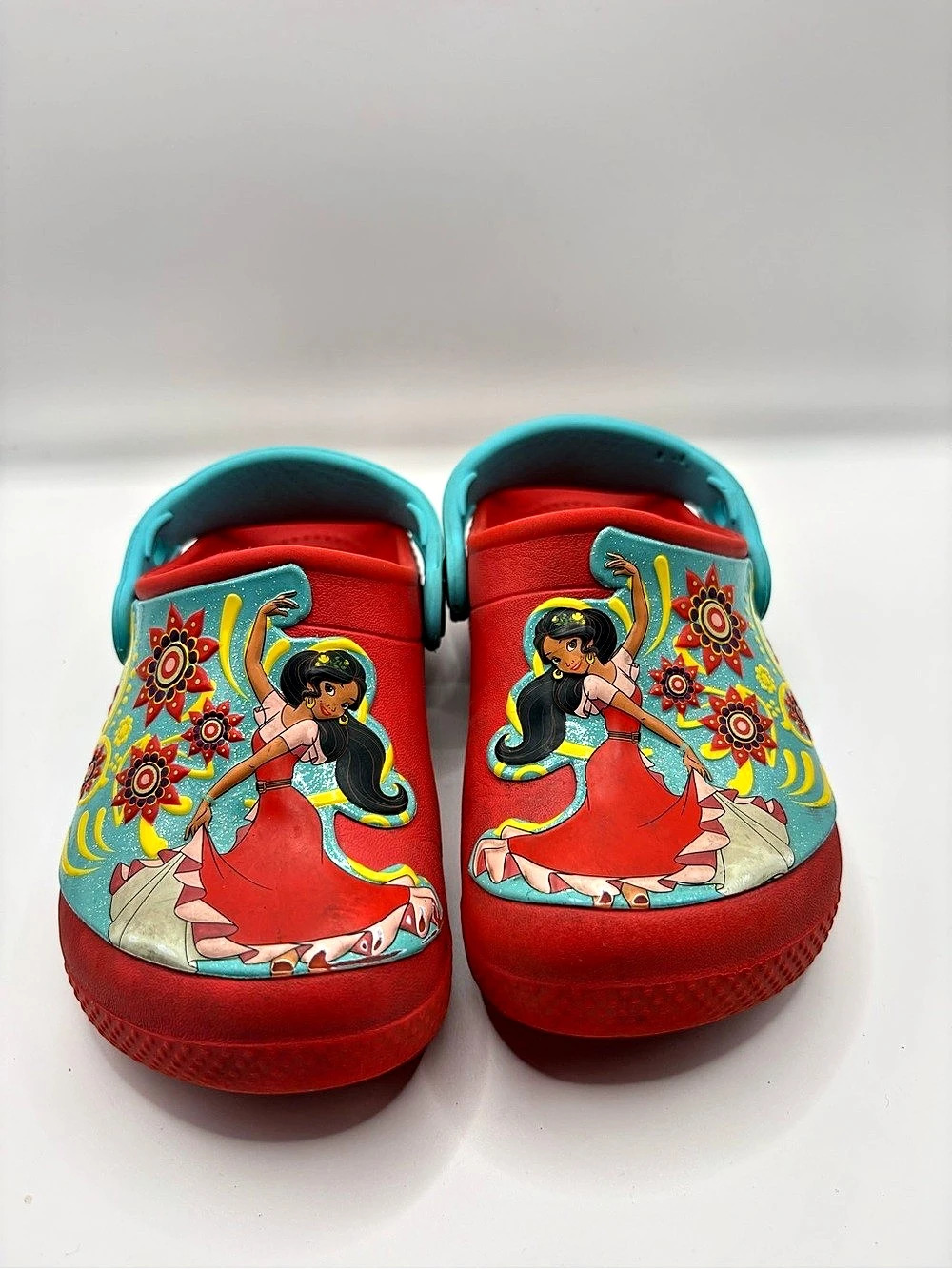 Crocs Disney Elena of Avalor Clog Girls 9 Red & Turquoise